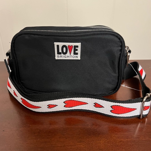 Brighton Love crossbody bag black white red hearts NWOT - Picture 6 of 11